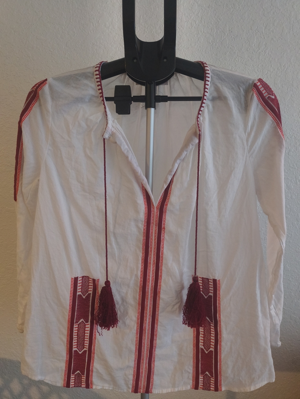 Michael Kors Embroidered Peasant Blouse